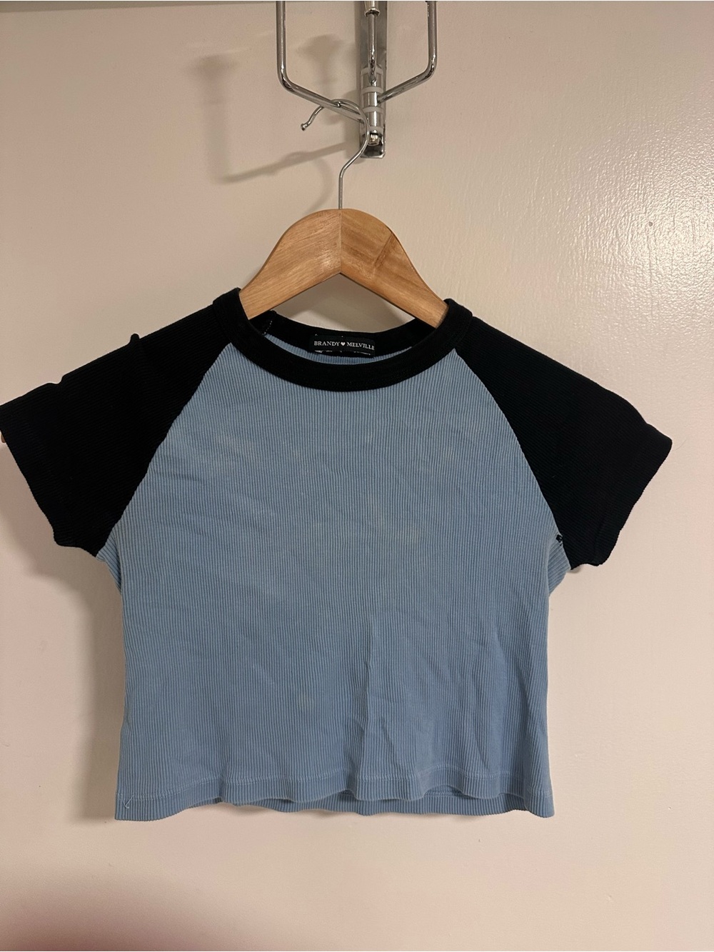 Brandy Melville Blue & Black Raglan Tee